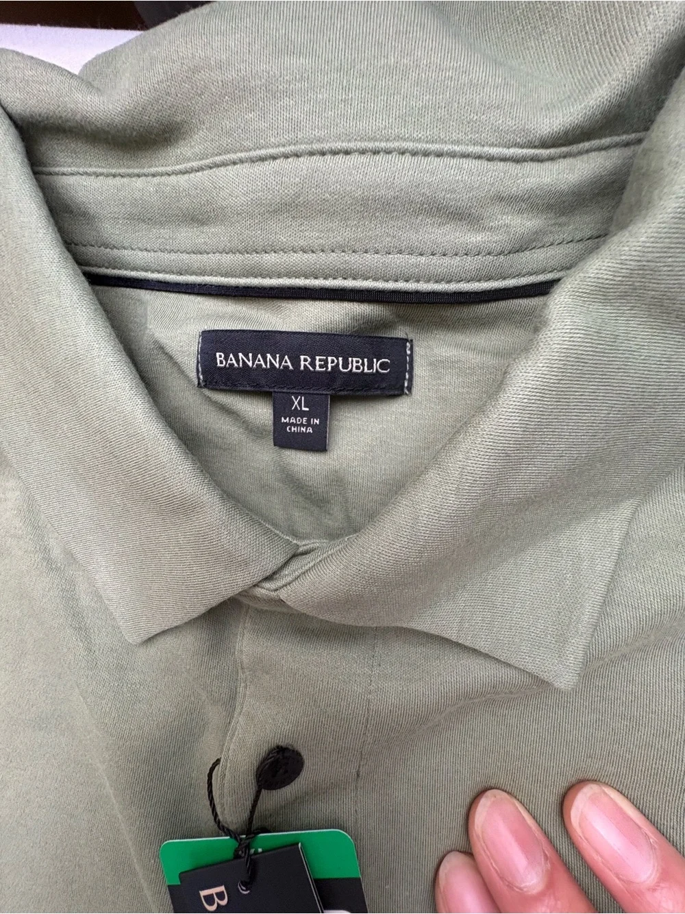 Banana Republic Olive Long Sleeve Luxe Touch Polo